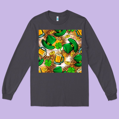 St. Patricks Day Hat Digital Paper Long Sleeve Tee Designed By Bundleandbundleshop
