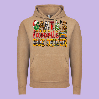 Santa's Favorite Bus Driver Vintage Hoodie Designed By Bundleandbundleshop