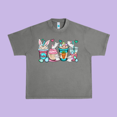 Easter Bunnies Coffee Cups Urban Heavy Tee Designed By Oliviacreatesart