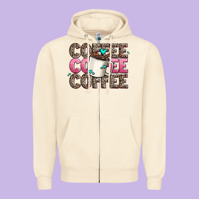 Coffee Coffee Coffee Zipper Hoodie Designed By Adodesignshop