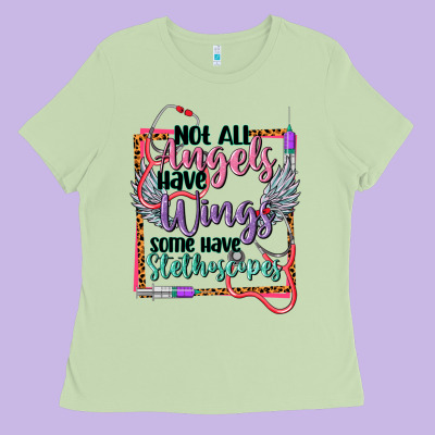 Not All Angels Have Wings Ladies Tee Designed By Cowgirlartshop