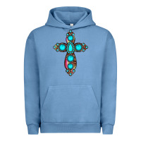 Pigment Pebble Blue gemstone cross Urban Hoodie - JahusDesignShop