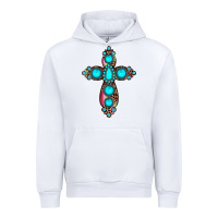 White gemstone cross Urban Hoodie - JahusDesignShop
