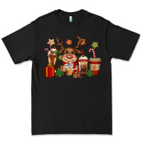 Black reindeer coffe cups christmas Premium Tee - CowGirlArtShop