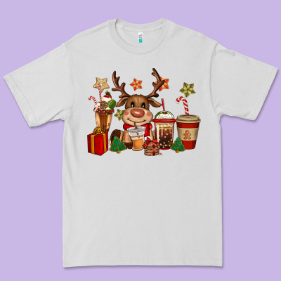 Reindeer Coffe Cups Christmas Premium Tee Designed By Cowgirlartshop