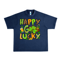 Navy St. Patrick's Happy go lucky Urban Heavy Tee - OliviaCreatesArt