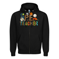 Black pe teacher Zipper Hoodie - AdoDesignShop