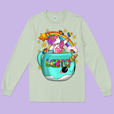 Lgbtq Unicorn And Narwhal Mug Long Sleeve Tee Designed By Bundleandbundleshop