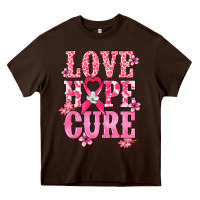 Chocolate Brown Love Hope Cure Cancer Awareness Heavy Core Tee - HowdyJamesFarm