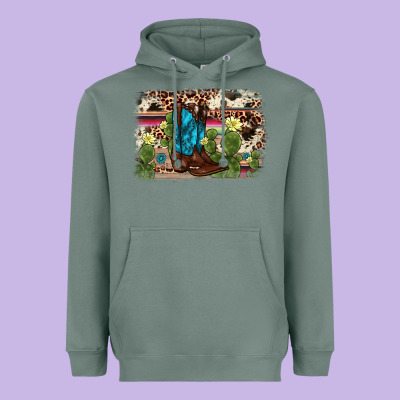 Cactus Boot Background Heavyweight Hoodie Designed By Adodesignshop