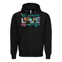 Black all you need is love and coffee Zipper Hoodie - AdoDesignShop