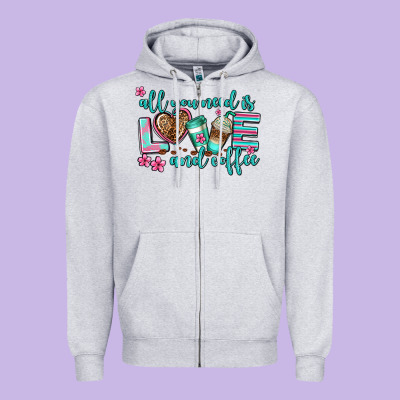 All You Need Is Love And Coffee Zipper Hoodie Designed By Adodesignshop