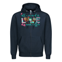 Navy all you need is love and coffee Zipper Hoodie - AdoDesignShop
