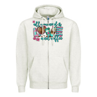 Oatmeal Heather all you need is love and coffee Zipper Hoodie - AdoDesignShop