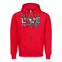 Red all you need is love and coffee Zipper Hoodie - AdoDesignShop