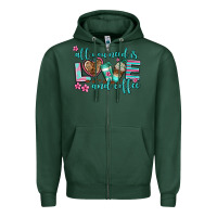 Sports Green all you need is love and coffee Zipper Hoodie - AdoDesignShop