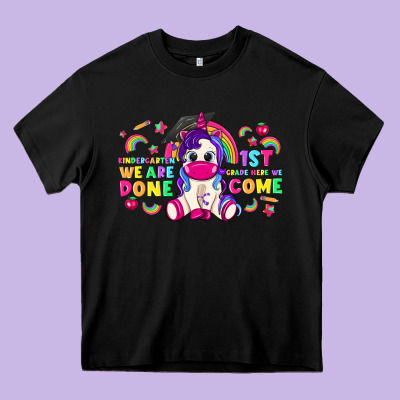 Kindergarten We Are Done 1st Here We Come With Uni Heavy Core Tee Designed By Ranaportraitstore