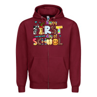 Burgundy happy first day of school Zipper Hoodie - AdoDesignShop