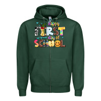 Sports Green happy first day of school Zipper Hoodie - AdoDesignShop