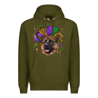 Army Green Mardi gras hat german shepherd Premium Hoodie - RanaPortraitStore
