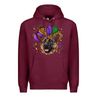 Burgundy Mardi gras hat german shepherd Premium Hoodie - RanaPortraitStore
