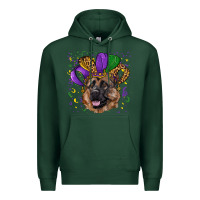 Sports Green Mardi gras hat german shepherd Premium Hoodie - RanaPortraitStore