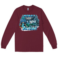 Burgundy merry and bright Long Sleeve Tee - FaDigitalArtStudio
