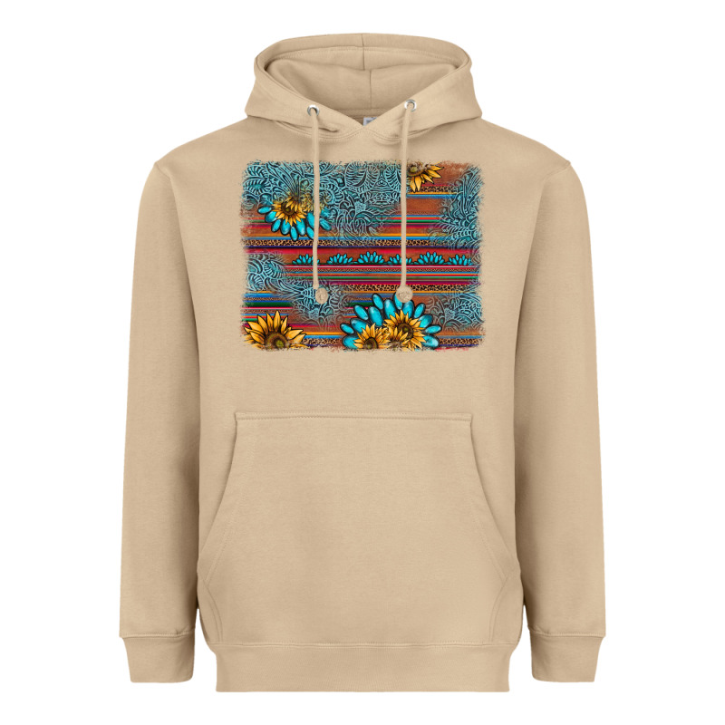 Sunflower Gemstone Serape Background Heavyweight Hoodie by AdoDesignShop | Teevron