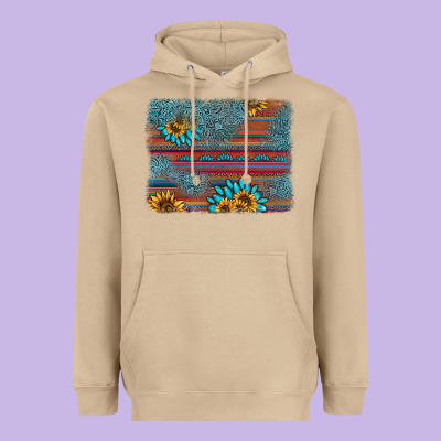 Sunflower Gemstone Serape Background Heavyweight Hoodie Designed By Adodesignshop