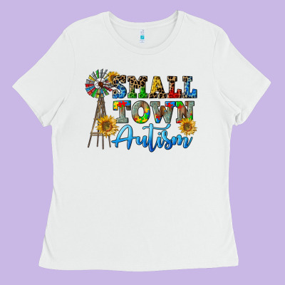 Small Town Autism Ladies Tee Designed By Cowgirlartshop