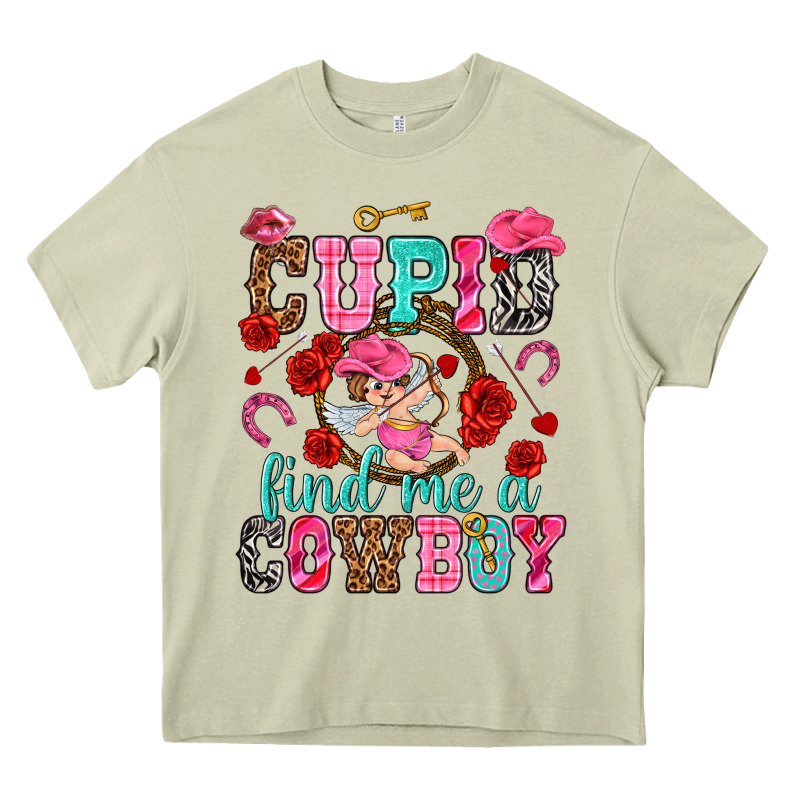Cupid Find Me A Cowboy Valentine's Day Heavy Core Tee by HowdyJamesFarm | Teevron