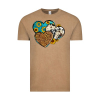 Vintage Coffee cowhide leopard hearts Vintage Tee - OliviaCreatesArt