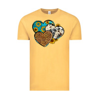 Vintage Mustard cowhide leopard hearts Vintage Tee - OliviaCreatesArt