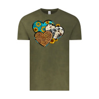Vintage Olive cowhide leopard hearts Vintage Tee - OliviaCreatesArt