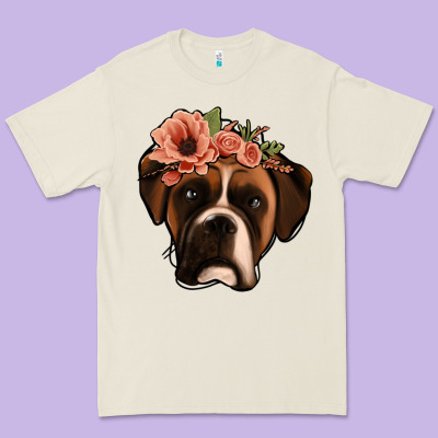 Floral Boxer Premium Tee Designed By Jasminsmagicworld