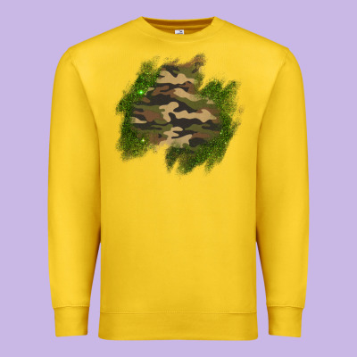 Camouflage Glitter Patch Premium Sweatshirt Designed By Adodesignshop