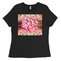 Black cancer hearts Ladies Tee - CowGirlArtShop