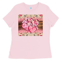 Bubblegum Pink cancer hearts Ladies Tee - CowGirlArtShop