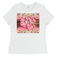White cancer hearts Ladies Tee - CowGirlArtShop