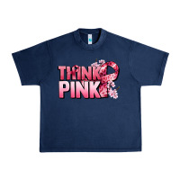 Navy Think pink Cancer Awareness Urban Heavy Tee - FaDigitalArtStudio