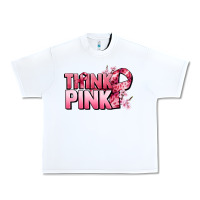 White Think pink Cancer Awareness Urban Heavy Tee - FaDigitalArtStudio