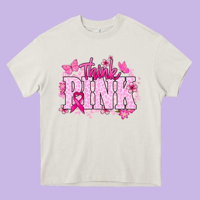 Think Pink Cancer Awareness Heavy Core Tee Designed By Howdyjamesfarm