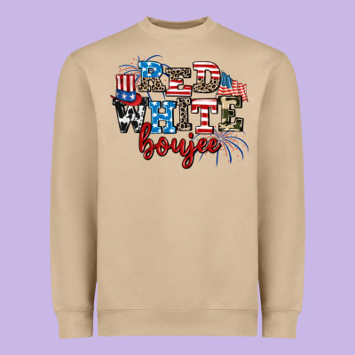 Red Whıte Boujee Heavyweight Sweatshirt Designed By Adodesignshop