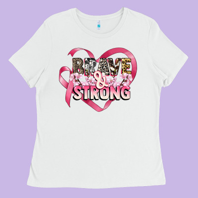 Brave And Strong Cancer Awareness Ladies Tee Designed By Cowgirlartshop