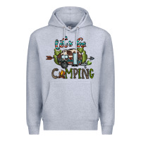 Heather Grey let's go camping Premium Hoodie - CowhideDigitalArt