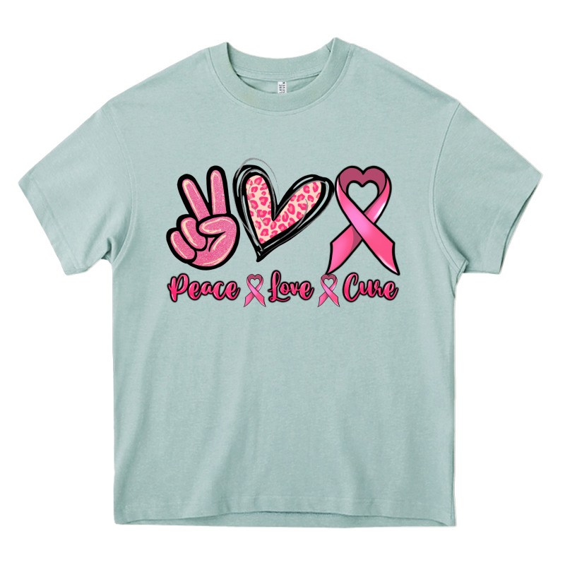Peace Love Cure Cancer Awareness Heavy Core Tee by HowdyJamesFarm | Teevron
