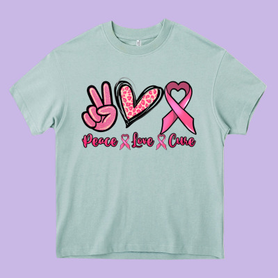 Peace Love Cure Cancer Awareness Heavy Core Tee Designed By Howdyjamesfarm