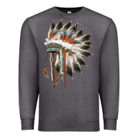 Charcoal Heather indian headress Premium Sweatshirt - AdoDesignShop