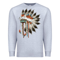 Heather Grey indian headress Premium Sweatshirt - AdoDesignShop
