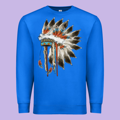 Indian Headress Premium Sweatshirt Designed By Adodesignshop